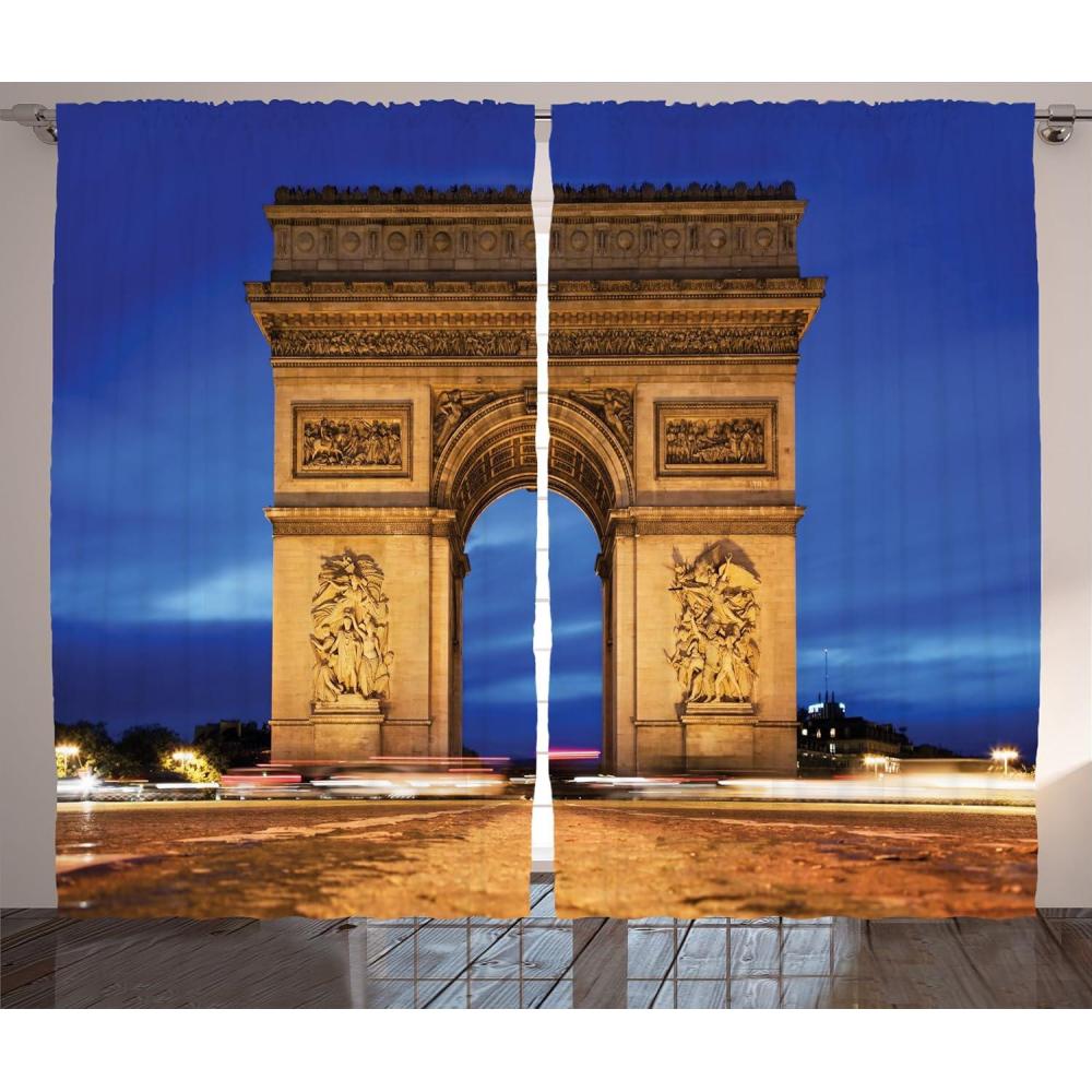 imageAmbesonne Horror House Curtains Moon Halloween Historical Gate Gothic Background Candles Fiction View Print Living Room Bedroom Window Drapes 2 Panel Set 108 X 84 Green BlueBrown Blue