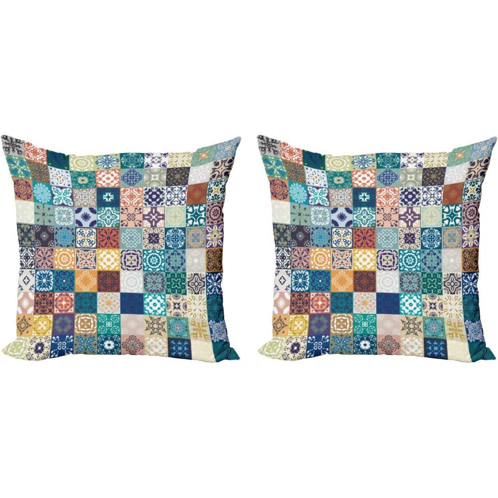 imageAmbesonne Moroccan Decorative Throw Pillow Case Pack of 2 Patchwork Pattern Different Colorful Original Tunisian Couch Bedroom Living Room Cushion Cover 24 Multicolor16 x 16 Pack of 2