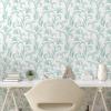 Ambesonne Blueberry Peel & Stick Wallpaper for Home, Summer Berries with Leaves on Cream Background Love Botanical Themed, Self-Adhesive Living Room Kitchen Accent, 13″ x 100″, Violet Blue Fern Green(Coconut Dark Seafoam)
