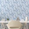 Ambesonne Blueberry Peel & Stick Wallpaper for Home, Summer Berries with Leaves on Cream Background Love Botanical Themed, Self-Adhesive Living Room Kitchen Accent, 13″ x 100″, Violet Blue Fern Green(Pale Azure Blue Pale Grey)