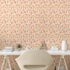 Ambesonne Blueberry Peel & Stick Wallpaper for Home, Summer Berries with Leaves on Cream Background Love Botanical Themed, Self-Adhesive Living Room Kitchen Accent, 13″ x 100″, Violet Blue Fern Green(Coral Dark Mustard and Peach)