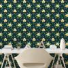 Ambesonne Blueberry Peel & Stick Wallpaper for Home, Summer Berries with Leaves on Cream Background Love Botanical Themed, Self-Adhesive Living Room Kitchen Accent, 13″ x 100″, Violet Blue Fern Green(Pale Orange and Dark Teal)