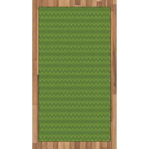 Ambesonne Abstract Area Rug, Modern Monotone Illustration of Large and Small Circles Geometric, Flat Woven Accent Rug for Living Room Bedroom Dining Room, 2.6 x 5 FT, Olive Green and Pale Green