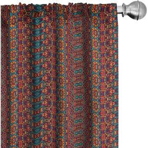 Ambesonne African Curtains, Folkloric and Psychedelic Ornament Pattern Indigenous Motifs with Colorful Design, Window Treatments 2 Panel Set for Living Room Bedroom, Pair of – 28″ x 95″, Burnt Orange
