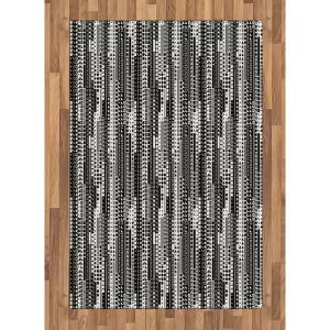 Ambesonne Black and White Area Rug, Modern Geometric Square Triangle Circle Monochrome Futuristic Minimalist, Flat Woven Accent Rug for Living Room Bedroom Dining Room, 4′ X 5′ 7″, Black White