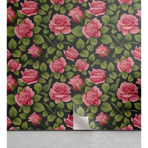 Ambesonne Blueberry Peel & Stick Wallpaper for Home, Summer Berries with Leaves on Cream Background Love Botanical Themed, Self-Adhesive Living Room Kitchen Accent, 13″ x 100″, Violet Blue Fern Green(Green Pink and Charcoal Grey)