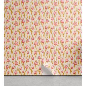 Ambesonne Blueberry Peel & Stick Wallpaper for Home, Summer Berries with Leaves on Cream Background Love Botanical Themed, Self-Adhesive Living Room Kitchen Accent, 13″ x 100″, Violet Blue Fern Green(Coral Dark Mustard and Peach)