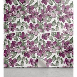 Ambesonne Blueberry Peel & Stick Wallpaper for Home, Summer Berries with Leaves on Cream Background Love Botanical Themed, Self-Adhesive Living Room Kitchen Accent, 13″ x 100″, Violet Blue Fern Green(Dark Magenta and Reseda Green)