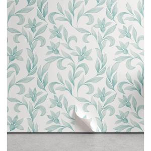 Ambesonne Blueberry Peel & Stick Wallpaper for Home, Summer Berries with Leaves on Cream Background Love Botanical Themed, Self-Adhesive Living Room Kitchen Accent, 13″ x 100″, Violet Blue Fern Green(Coconut Dark Seafoam)