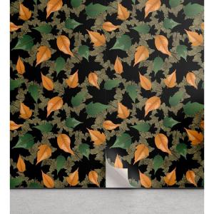 Ambesonne Blueberry Peel & Stick Wallpaper for Home, Summer Berries with Leaves on Cream Background Love Botanical Themed, Self-Adhesive Living Room Kitchen Accent, 13″ x 100″, Violet Blue Fern Green(Apricot Green and Khaki)