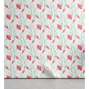 Ambesonne Blueberry Peel & Stick Wallpaper for Home, Summer Berries with Leaves on Cream Background Love Botanical Themed, Self-Adhesive Living Room Kitchen Accent, 13″ x 100″, Violet Blue Fern Green(Dark Coral Seafoam)
