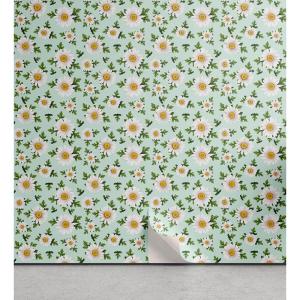 Ambesonne Blueberry Peel & Stick Wallpaper for Home, Summer Berries with Leaves on Cream Background Love Botanical Themed, Self-Adhesive Living Room Kitchen Accent, 13″ x 100″, Violet Blue Fern Green(Green Orange and White)