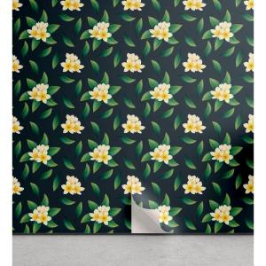 Ambesonne Blueberry Peel & Stick Wallpaper for Home, Summer Berries with Leaves on Cream Background Love Botanical Themed, Self-Adhesive Living Room Kitchen Accent, 13″ x 100″, Violet Blue Fern Green(Pale Orange and Dark Teal)