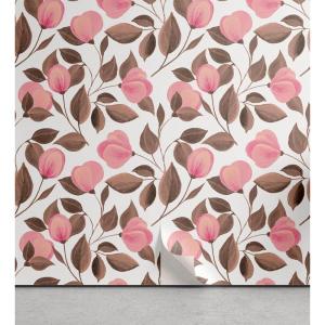 Ambesonne Blueberry Peel & Stick Wallpaper for Home, Summer Berries with Leaves on Cream Background Love Botanical Themed, Self-Adhesive Living Room Kitchen Accent, 13″ x 100″, Violet Blue Fern Green(Pale Pink Blush and Umber)