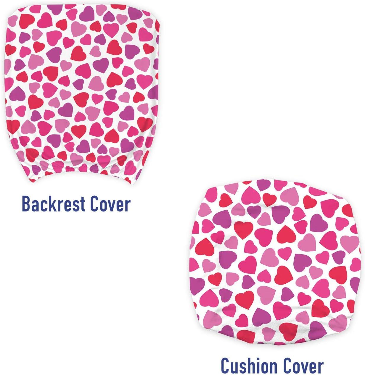 imageAmbesonne Valentines Day Office Chair Slipcover Love Themed Simple Pattern with Hearts Protective Stretch Decorative Fabric Cover Pink Fuchsia