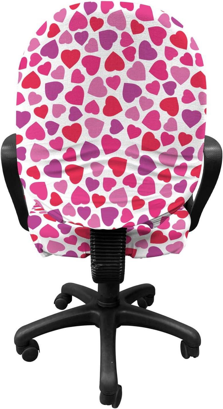 imageAmbesonne Valentines Day Office Chair Slipcover Love Themed Simple Pattern with Hearts Protective Stretch Decorative Fabric Cover Pink Fuchsia
