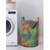 Ambesonne Colorful Laundry Bag, Psychedelic Inspired Heart Youth Valentines Romance Love Doodle Happiness, Hamper Basket with Handles Drawstring Closure for Laundromats, 13″ x 19″, Multicolor
