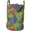 Ambesonne Colorful Laundry Bag, Psychedelic Inspired Heart Youth Valentines Romance Love Doodle Happiness, Hamper Basket with Handles Drawstring Closure for Laundromats, 13″ x 19″, Multicolor