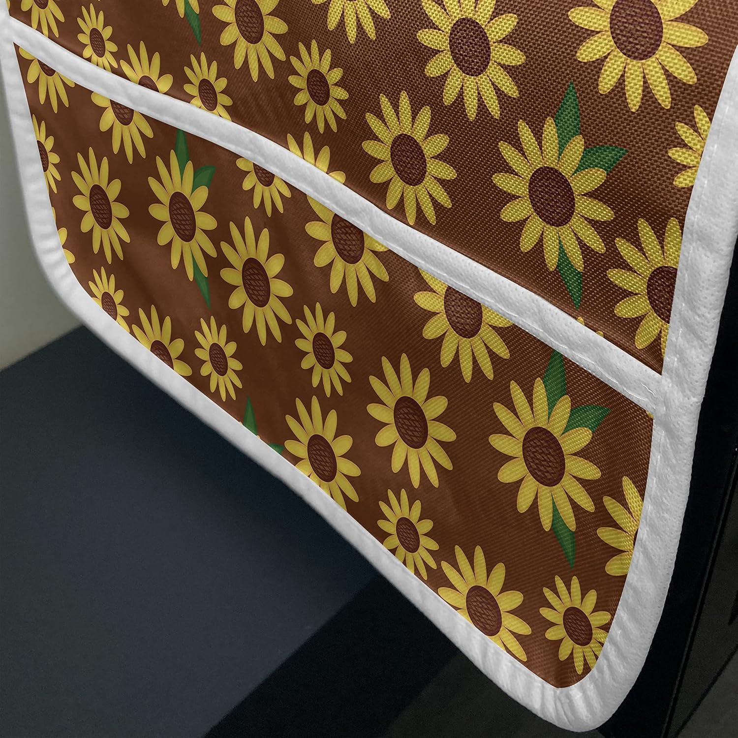 imageAmbesonne Valentines Day Microwave Oven Cover Cartoon Hearts with Arrows Love Passion and Romance Pattern Water Resistant Organizer with Pockets for Kitchen 36 x 12 Dark Coral Brown WhiteBrown Yellow Green