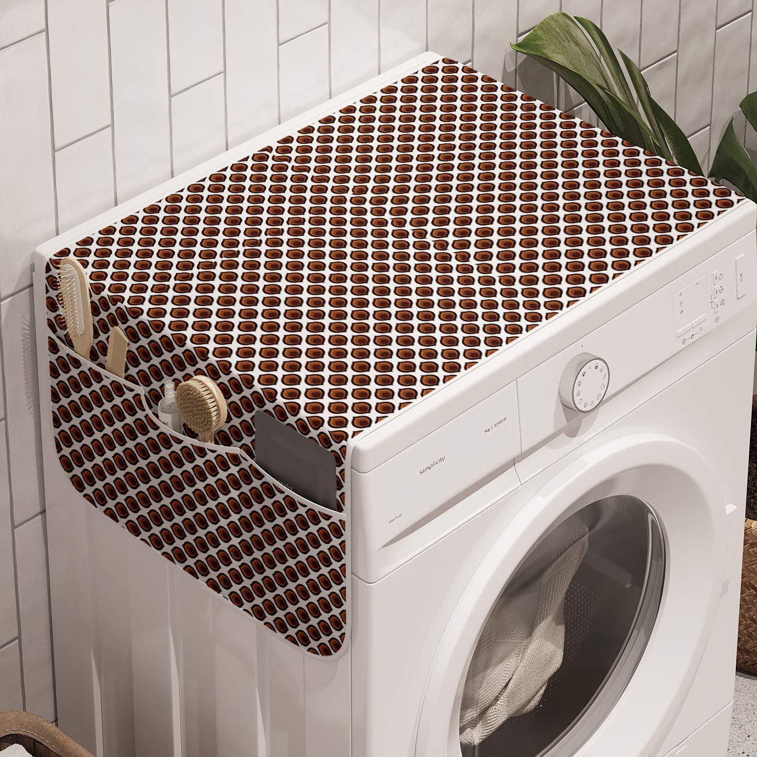 imageAmbesonne Valentines Day Microwave Oven Cover Cartoon Hearts with Arrows Love Passion and Romance Pattern Water Resistant Organizer with Pockets for Kitchen 36 x 12 Dark Coral Brown WhiteBrown Black White