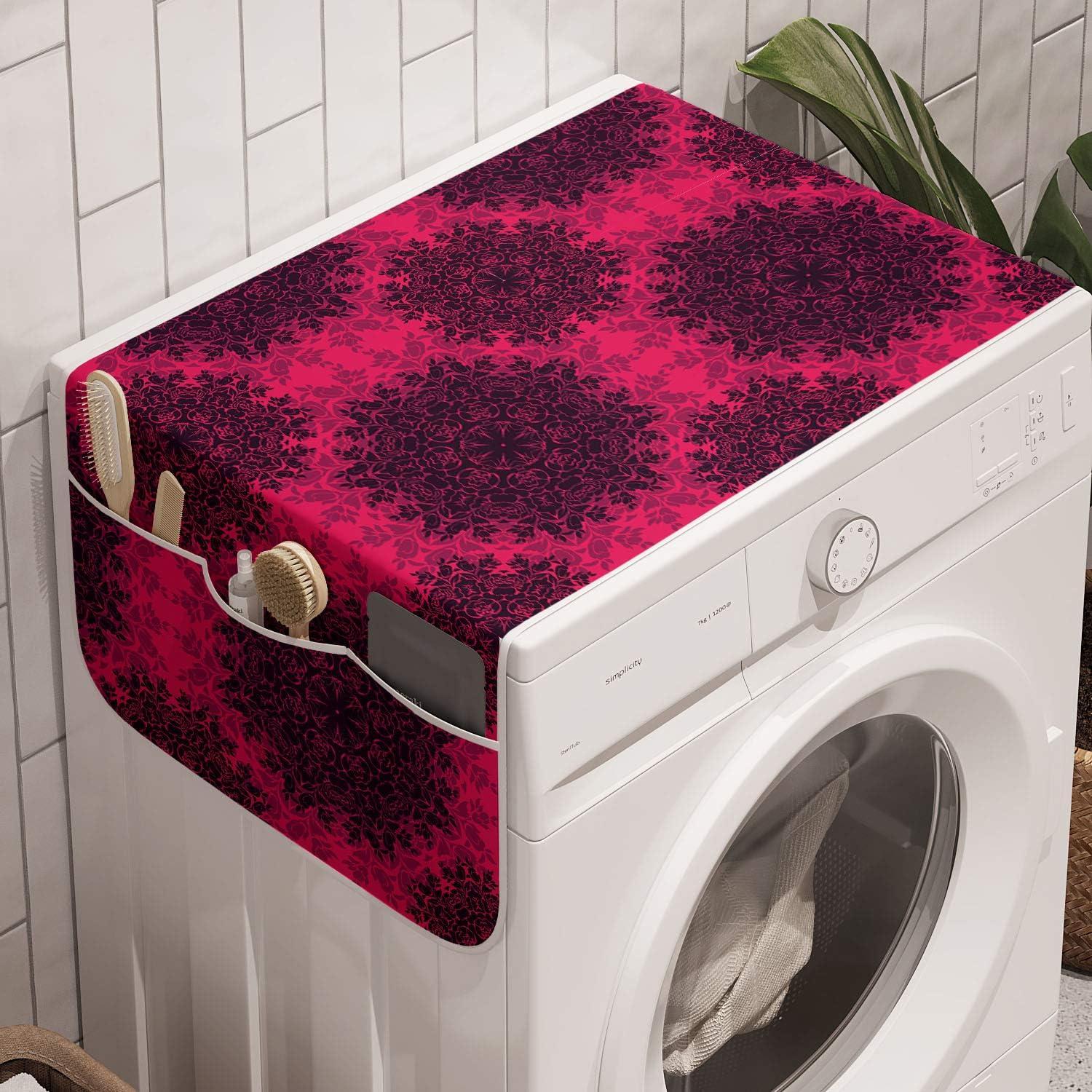 imageAmbesonne Valentines Day Microwave Oven Cover Cartoon Hearts with Arrows Love Passion and Romance Pattern Water Resistant Organizer with Pockets for Kitchen 36 x 12 Dark Coral Brown WhiteHot Pink Dark Purple