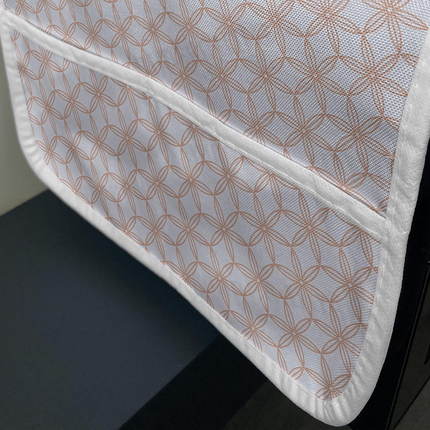 imageAmbesonne Valentines Day Microwave Oven Cover Cartoon Hearts with Arrows Love Passion and Romance Pattern Water Resistant Organizer with Pockets for Kitchen 36 x 12 Dark Coral Brown WhitePale Blue and Coral