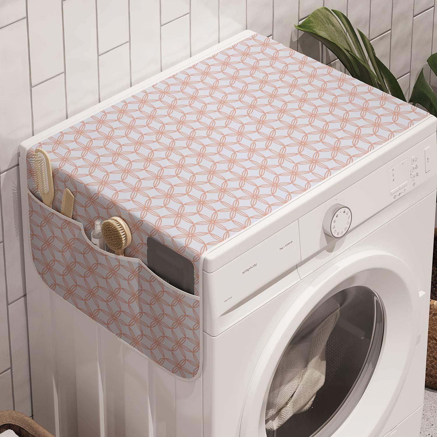 imageAmbesonne Valentines Day Microwave Oven Cover Cartoon Hearts with Arrows Love Passion and Romance Pattern Water Resistant Organizer with Pockets for Kitchen 36 x 12 Dark Coral Brown WhitePale Blue and Coral