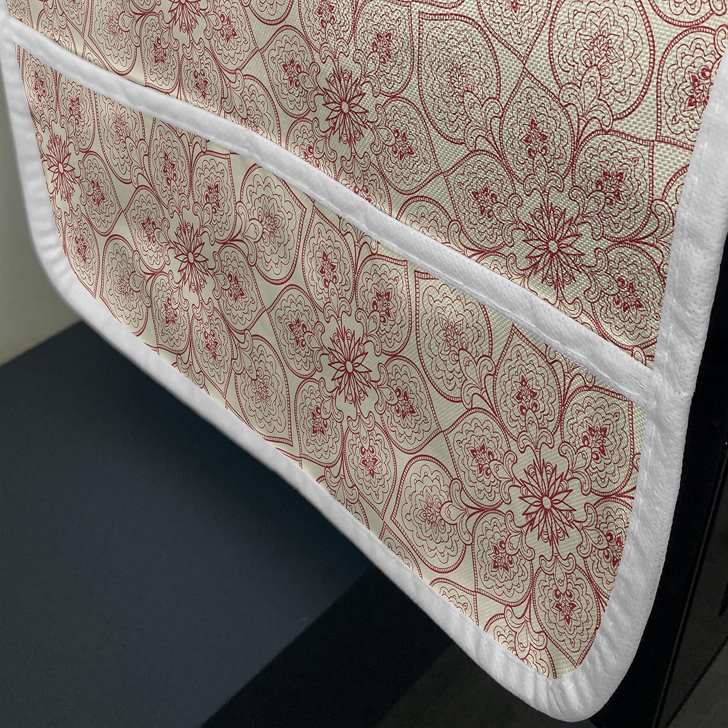 imageAmbesonne Valentines Day Microwave Oven Cover Cartoon Hearts with Arrows Love Passion and Romance Pattern Water Resistant Organizer with Pockets for Kitchen 36 x 12 Dark Coral Brown WhiteRed and Cream