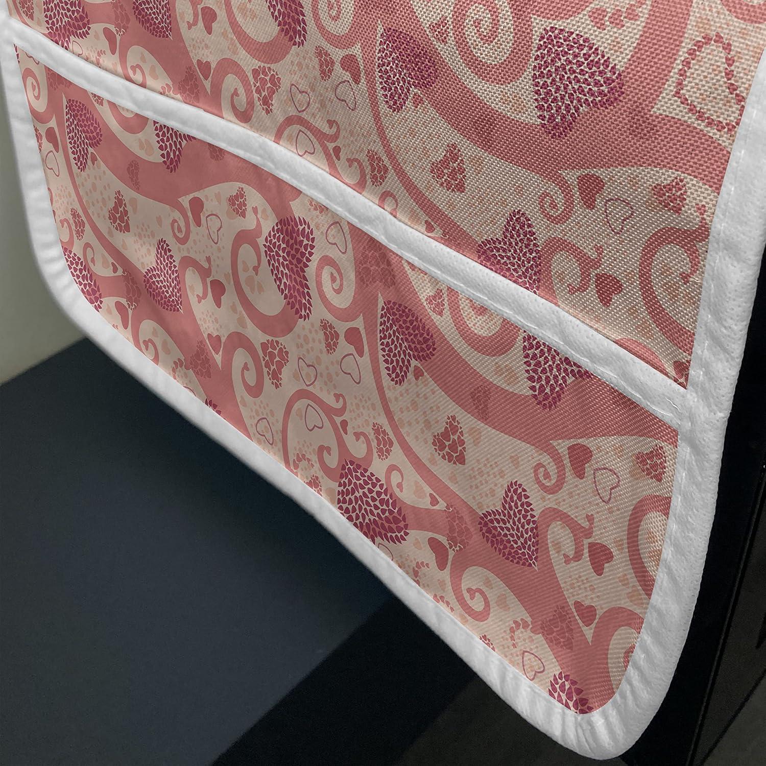 imageAmbesonne Valentines Day Microwave Oven Cover Cartoon Hearts with Arrows Love Passion and Romance Pattern Water Resistant Organizer with Pockets for Kitchen 36 x 12 Dark Coral Brown WhiteCoral Pale Peach Pink