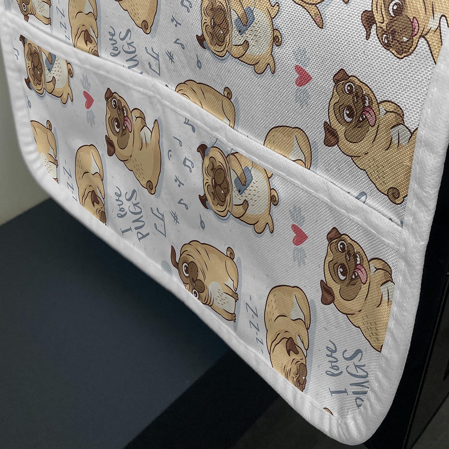 imageAmbesonne Valentines Day Microwave Oven Cover Romantic Pandas Hearts Doodle Love Theme Art Pattern Water Resistant Organizer with Pockets for Kitchen 36 x 12 Charcoal Grey Pink and WhitePastel Brown Blue Grey