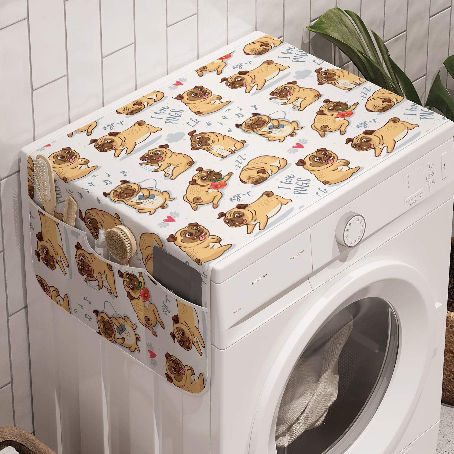imageAmbesonne Valentines Day Microwave Oven Cover Romantic Pandas Hearts Doodle Love Theme Art Pattern Water Resistant Organizer with Pockets for Kitchen 36 x 12 Charcoal Grey Pink and WhitePastel Brown Blue Grey