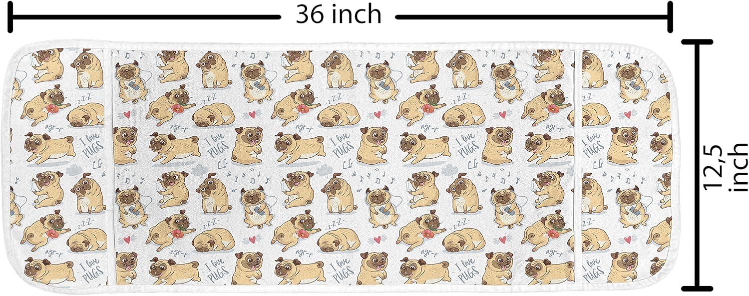 imageAmbesonne Valentines Day Microwave Oven Cover Romantic Pandas Hearts Doodle Love Theme Art Pattern Water Resistant Organizer with Pockets for Kitchen 36 x 12 Charcoal Grey Pink and WhitePastel Brown Blue Grey