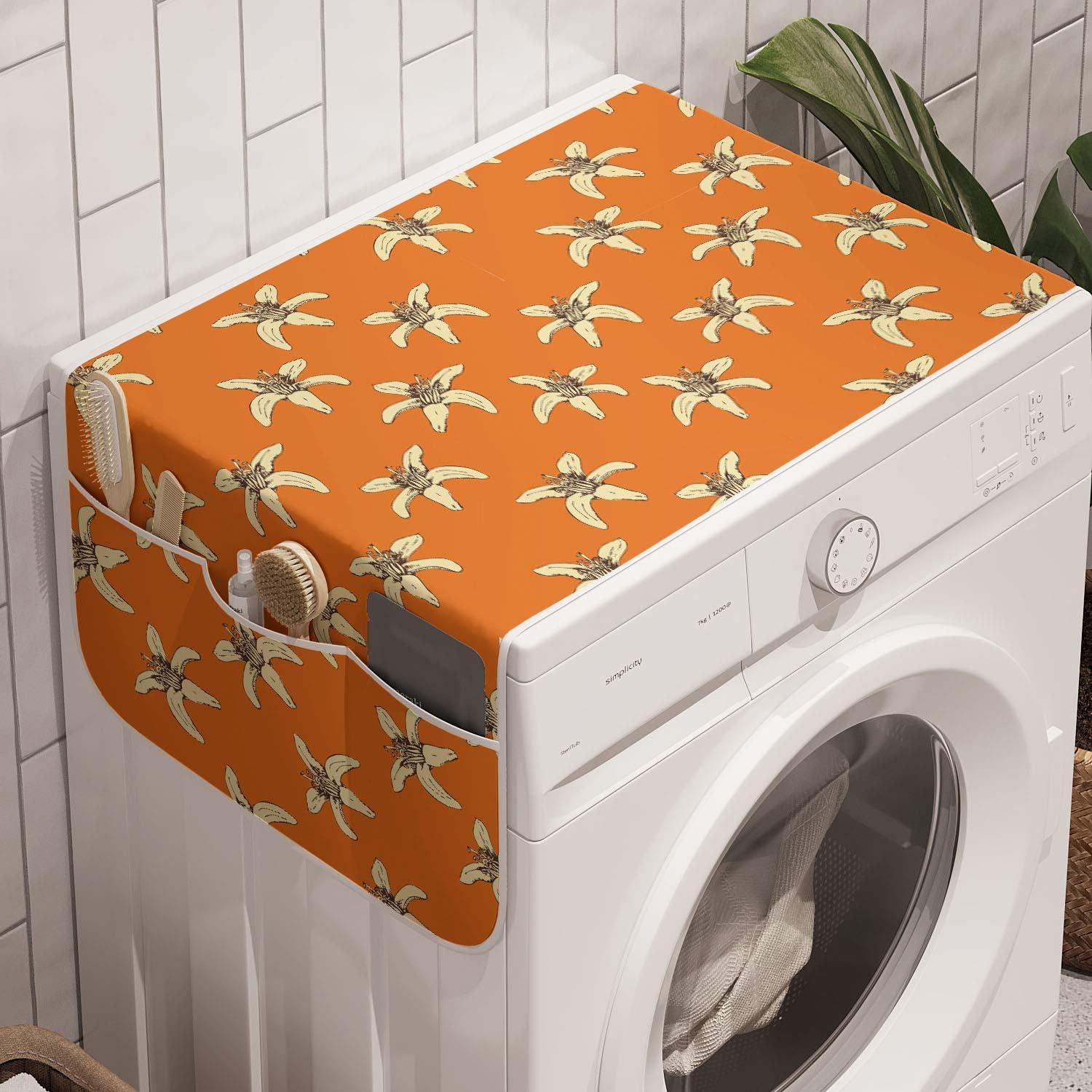 imageAmbesonne Valentines Day Microwave Oven Cover Romantic Pandas Hearts Doodle Love Theme Art Pattern Water Resistant Organizer with Pockets for Kitchen 36 x 12 Charcoal Grey Pink and WhiteDark Orange and Cream