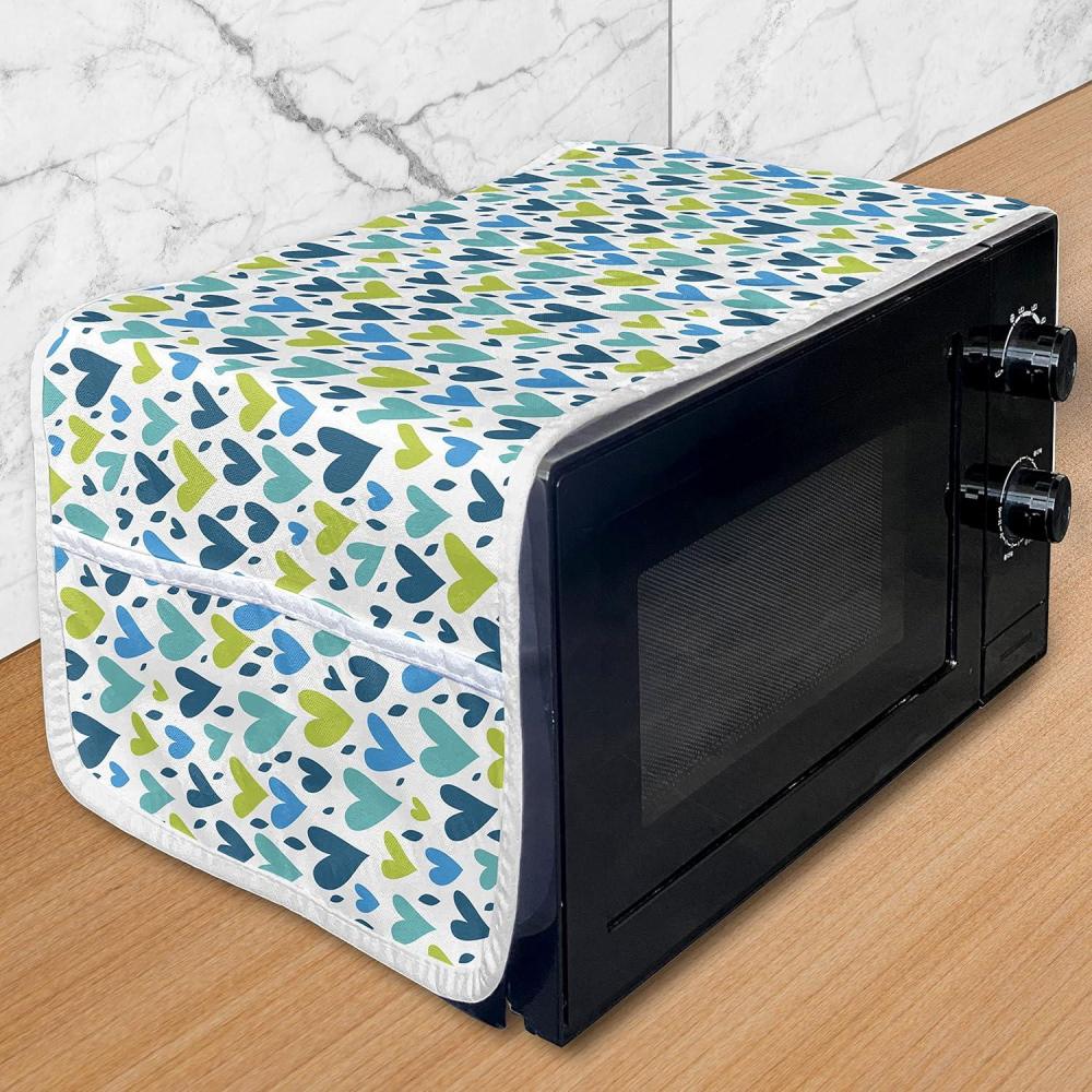 imageAmbesonne Love Microwave Oven Cover Various Ornamental Hearts in Pastel Colors Valentines Day Themed Design Water Resistant Organizer with Pockets for Kitchen 36 x 12 Blush MulticolorSea Blue Dark Seafoam
