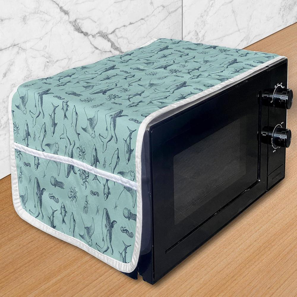 imageAmbesonne Love Microwave Oven Cover Various Ornamental Hearts in Pastel Colors Valentines Day Themed Design Water Resistant Organizer with Pockets for Kitchen 36 x 12 Blush MulticolorDark Sky Blue Seafoam