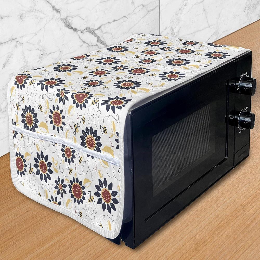 imageAmbesonne Valentines Day Microwave Oven Cover Cartoon Hearts with Arrows Love Passion and Romance Pattern Water Resistant Organizer with Pockets for Kitchen 36 x 12 Dark Coral Brown WhiteDark Blue Ruby Mustard