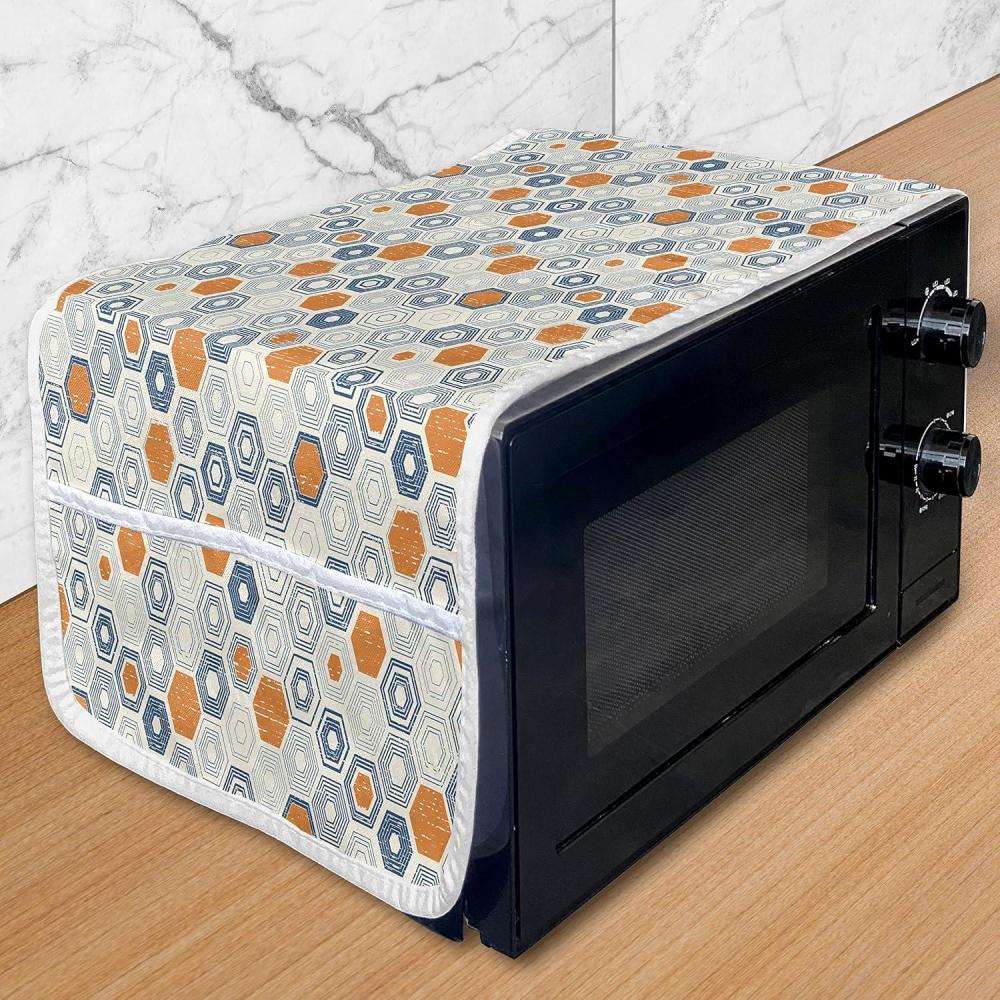 imageAmbesonne Valentines Day Microwave Oven Cover Cartoon Hearts with Arrows Love Passion and Romance Pattern Water Resistant Organizer with Pockets for Kitchen 36 x 12 Dark Coral Brown WhiteNavy Blue Orange Beige