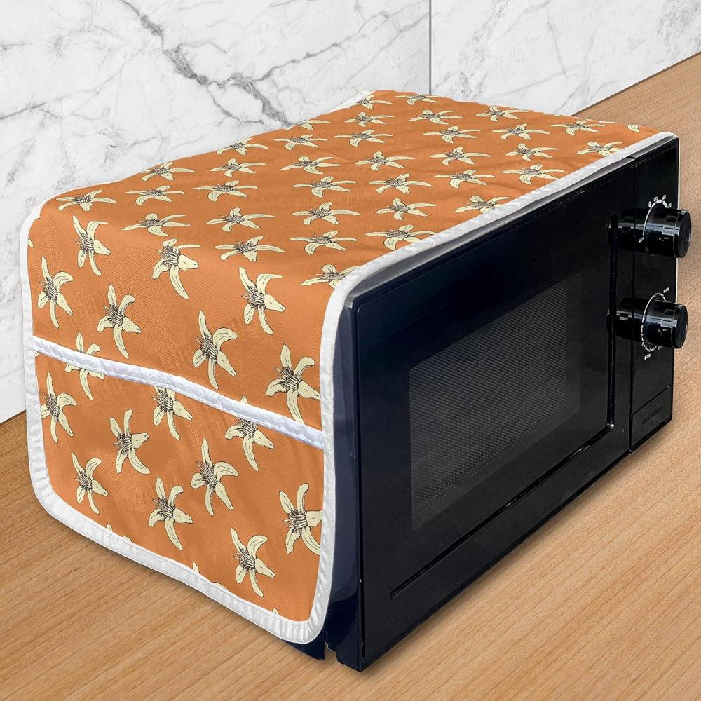 imageAmbesonne Valentines Day Microwave Oven Cover Romantic Pandas Hearts Doodle Love Theme Art Pattern Water Resistant Organizer with Pockets for Kitchen 36 x 12 Charcoal Grey Pink and WhiteDark Orange and Cream
