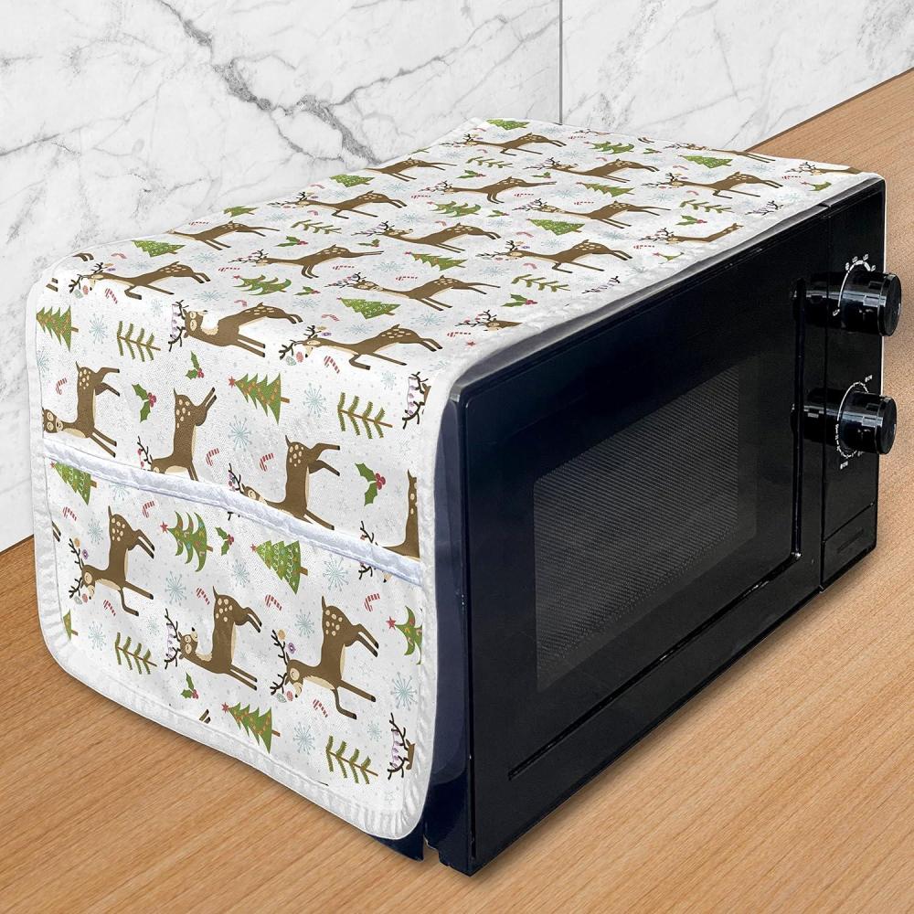 imageAmbesonne Valentines Day Microwave Oven Cover Romantic Pandas Hearts Doodle Love Theme Art Pattern Water Resistant Organizer with Pockets for Kitchen 36 x 12 Charcoal Grey Pink and WhiteCaramel Green and White