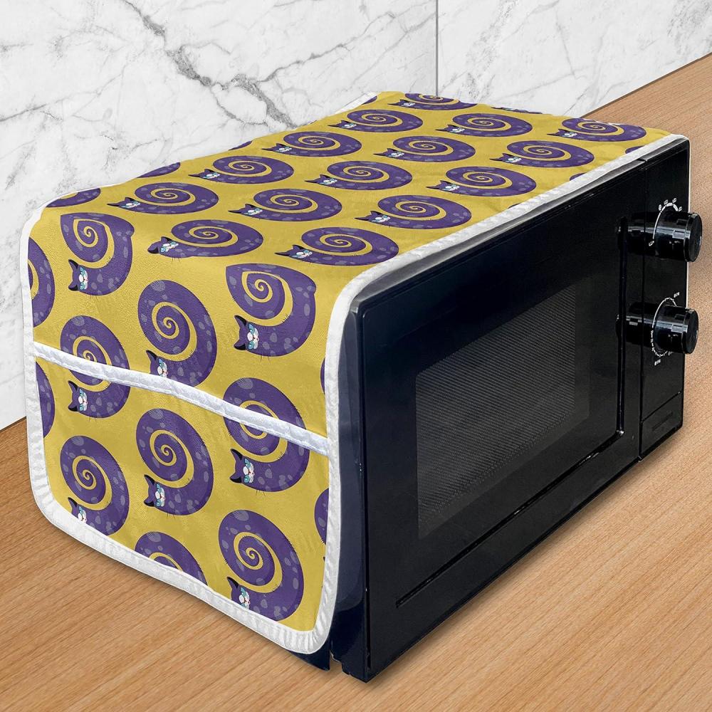 imageAmbesonne Valentines Day Microwave Oven Cover Romantic Pandas Hearts Doodle Love Theme Art Pattern Water Resistant Organizer with Pockets for Kitchen 36 x 12 Charcoal Grey Pink and WhiteEarth Yellow and Blue Violet