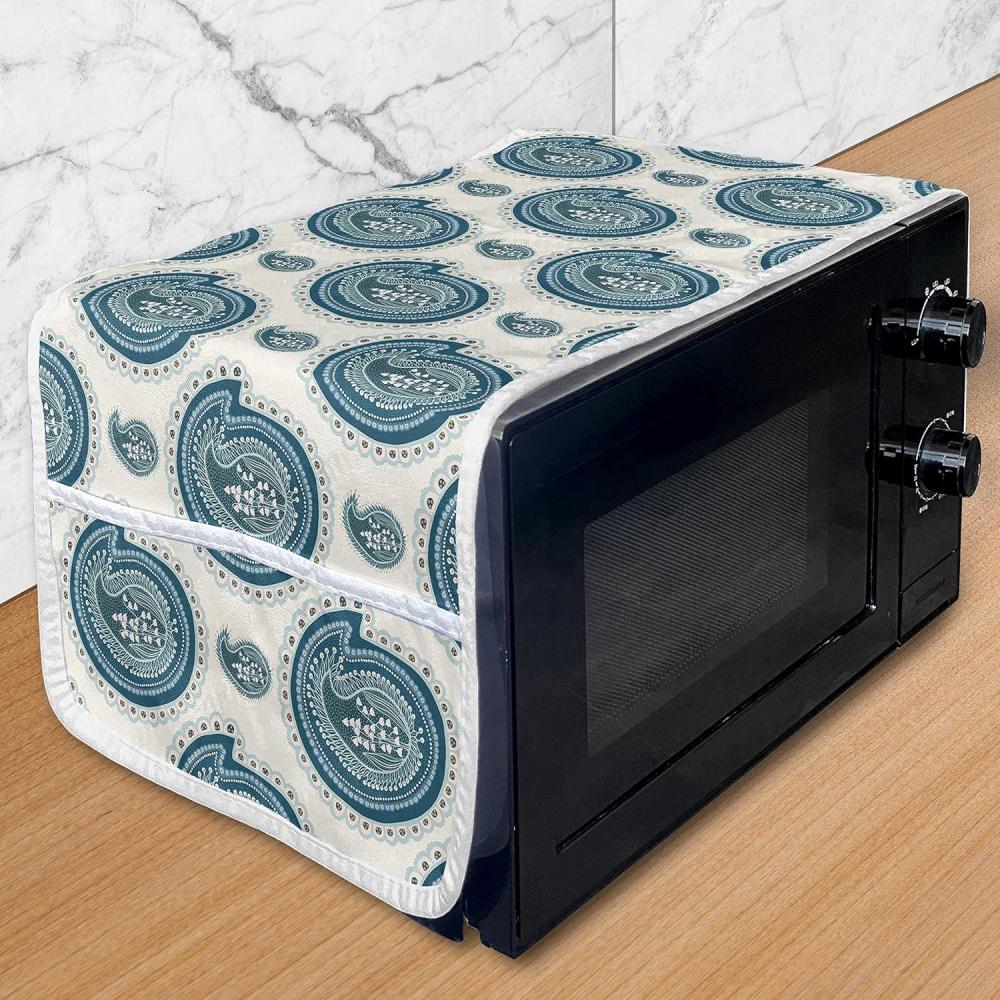 imageAmbesonne Valentines Day Microwave Oven Cover Romantic Pandas Hearts Doodle Love Theme Art Pattern Water Resistant Organizer with Pockets for Kitchen 36 x 12 Charcoal Grey Pink and WhiteDark Teal Ivory