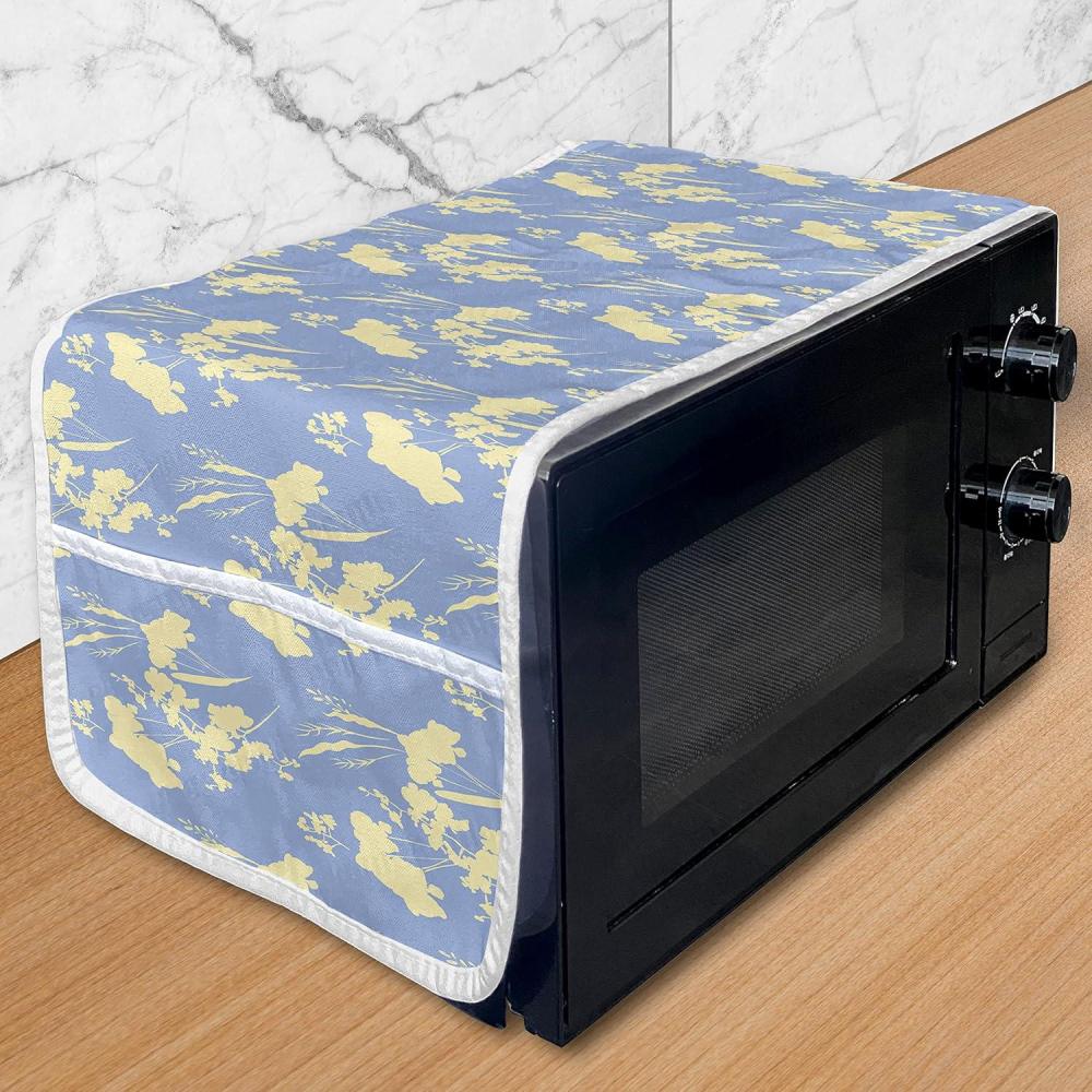 imageAmbesonne Valentines Day Microwave Oven Cover Romantic Pandas Hearts Doodle Love Theme Art Pattern Water Resistant Organizer with Pockets for Kitchen 36 x 12 Charcoal Grey Pink and WhitePale Sky Blue and Cream