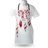 Ambesonne Christmas Apron, Traditional Design Holly Berry Branches Snow and Bokeh Effect Print, Unisex Kitchen Bib with Adjustable Neck for Cooking Gardening, Adult Size, White and Red