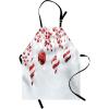 Ambesonne Christmas Apron, Traditional Design Holly Berry Branches Snow and Bokeh Effect Print, Unisex Kitchen Bib with Adjustable Neck for Cooking Gardening, Adult Size, White and Red