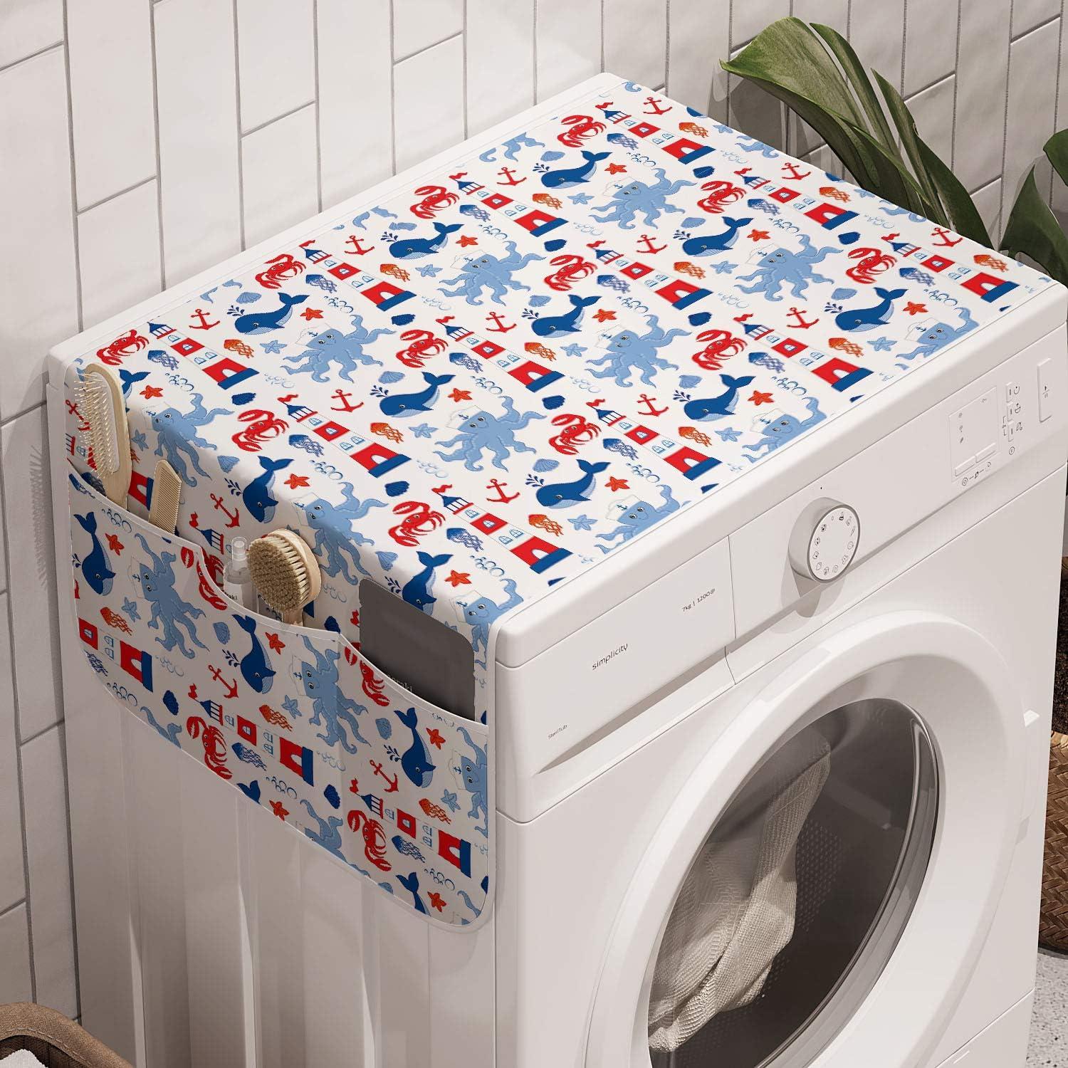 imageAmbesonne Eiffel Microwave Oven Cover Valentines Day Inspired Pattern with France Paris Oh La La Texts Heart Shapes Water Resistant Organizer with Pockets for Kitchen 36 x 12 Pink White BlackBlue Red White