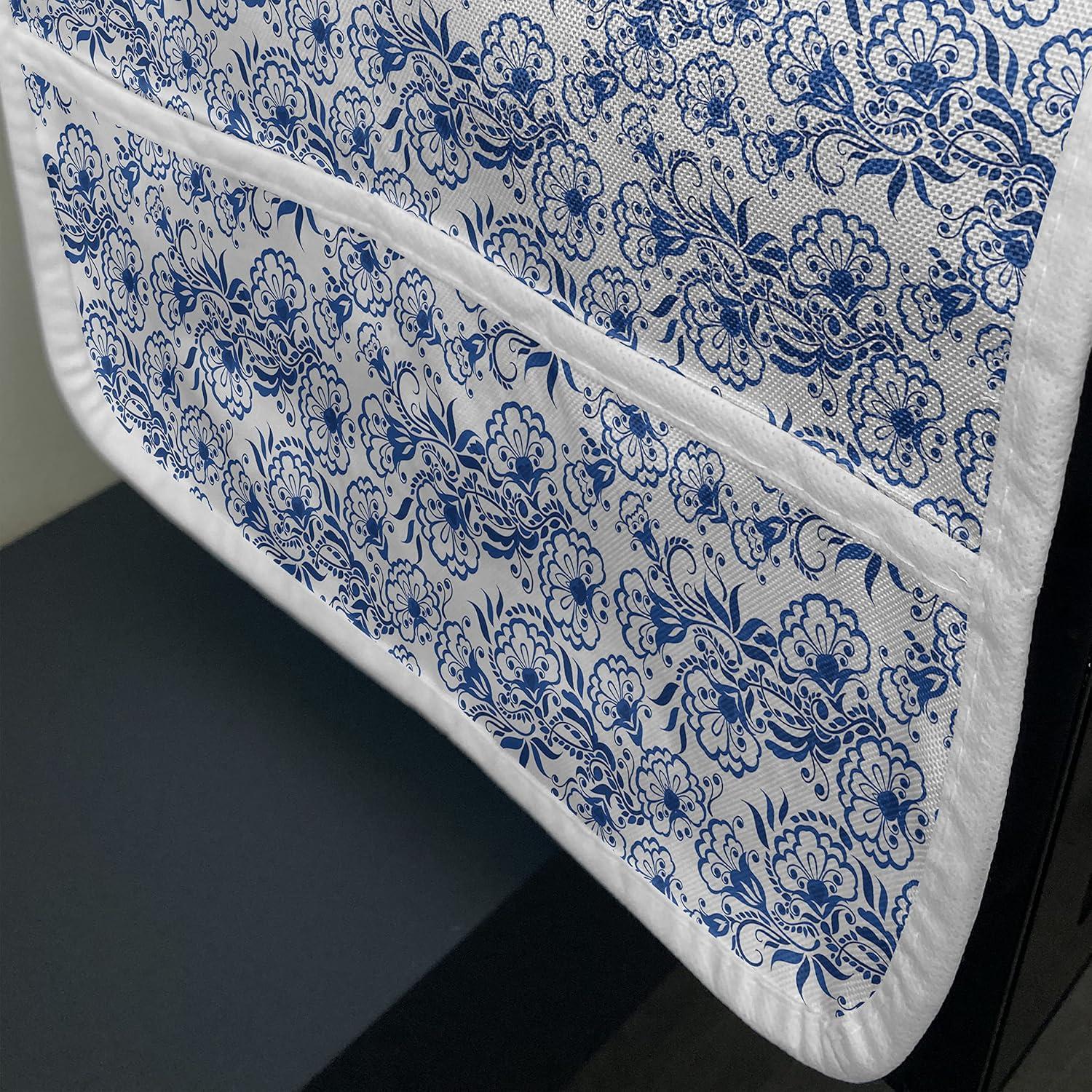 imageAmbesonne Eiffel Microwave Oven Cover Valentines Day Inspired Pattern with France Paris Oh La La Texts Heart Shapes Water Resistant Organizer with Pockets for Kitchen 36 x 12 Pink White BlackCobalt Blue White