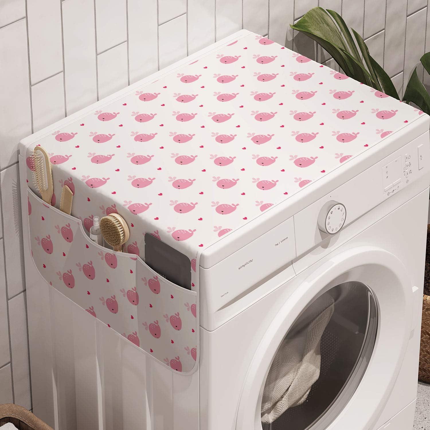 imageAmbesonne Eiffel Microwave Oven Cover Valentines Day Inspired Pattern with France Paris Oh La La Texts Heart Shapes Water Resistant Organizer with Pockets for Kitchen 36 x 12 Pink White BlackWhite and Pink
