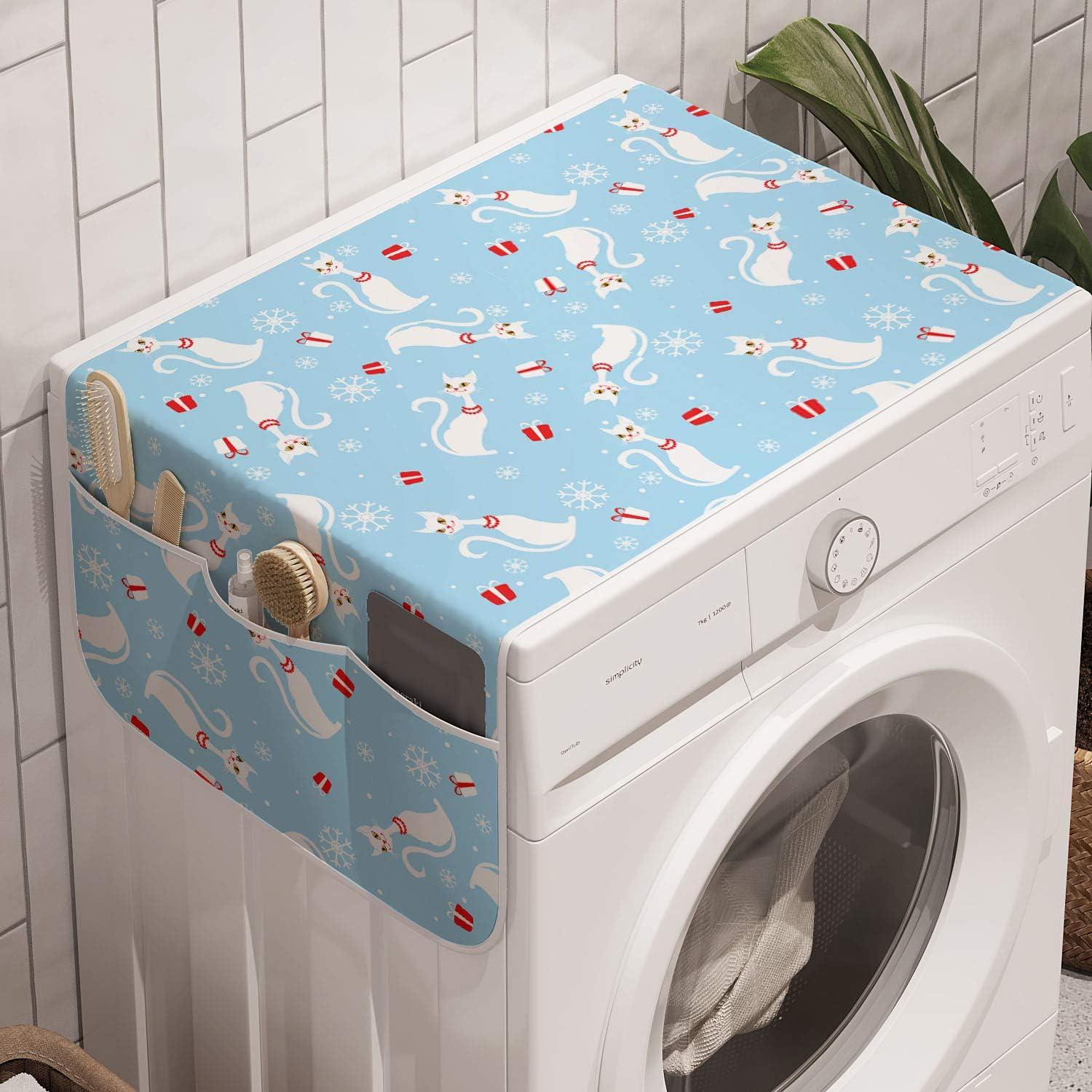 imageAmbesonne Eiffel Microwave Oven Cover Valentines Day Inspired Pattern with France Paris Oh La La Texts Heart Shapes Water Resistant Organizer with Pockets for Kitchen 36 x 12 Pink White BlackPale Blue Red White