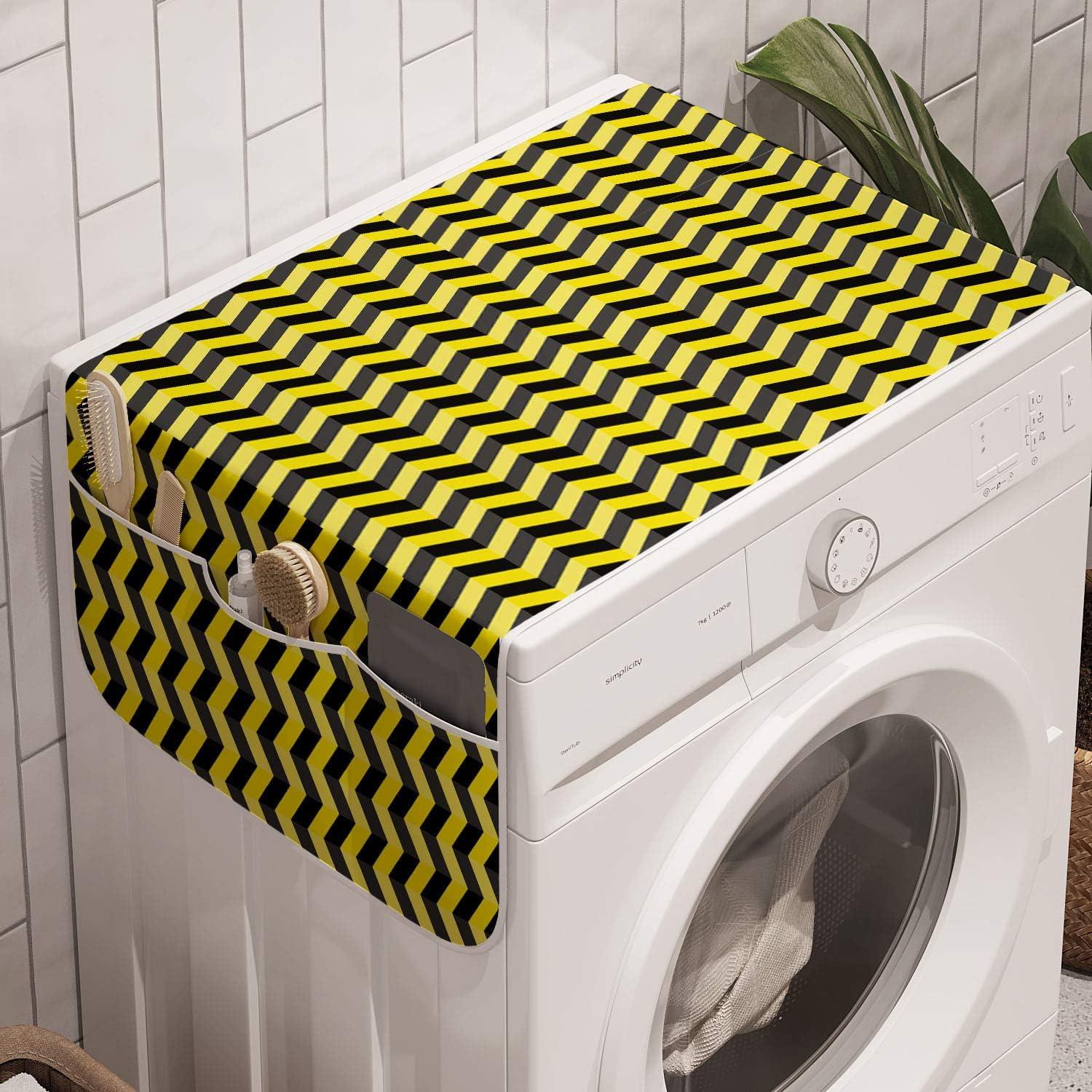 imageAmbesonne Eiffel Microwave Oven Cover Valentines Day Inspired Pattern with France Paris Oh La La Texts Heart Shapes Water Resistant Organizer with Pockets for Kitchen 36 x 12 Pink White BlackBlack Yellow