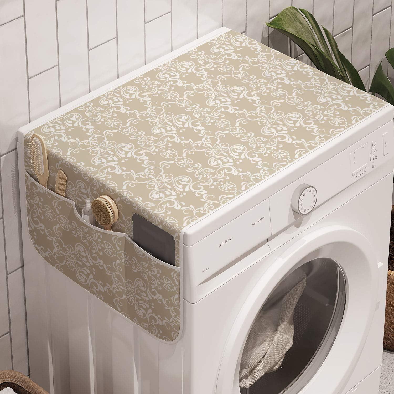 imageAmbesonne Eiffel Microwave Oven Cover Valentines Day Inspired Pattern with France Paris Oh La La Texts Heart Shapes Water Resistant Organizer with Pockets for Kitchen 36 x 12 Pink White BlackWhite Beige